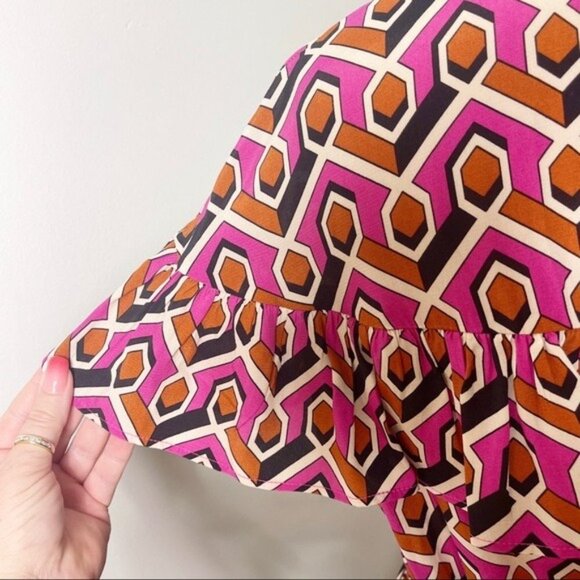 Anthropologie Corey Lynn Calter Annabel Pink Ruffle Shirt Dress Maxi Small - Picture 9 of 15